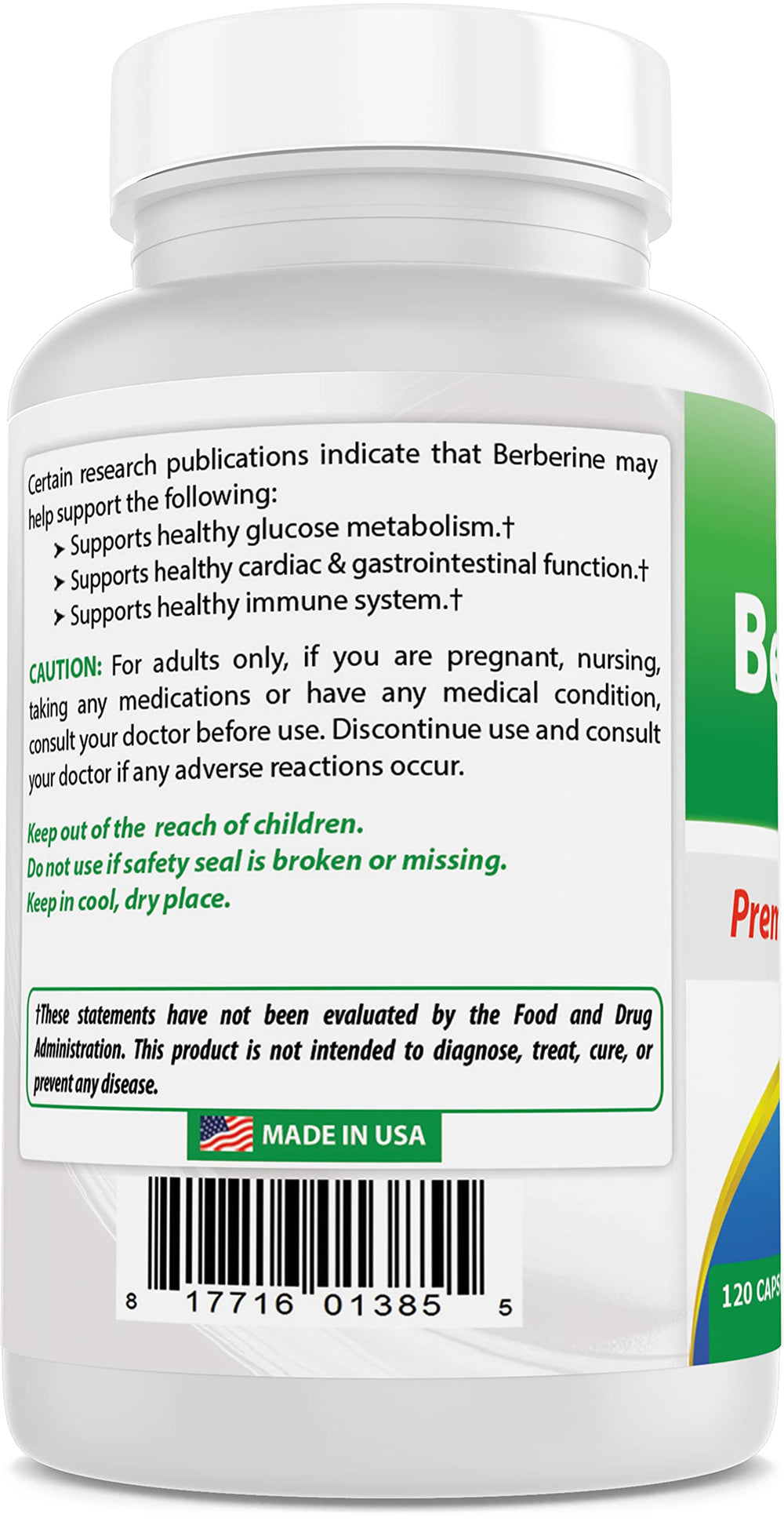 USA-made, GMP compliant, FDA registered facility mentioned on label