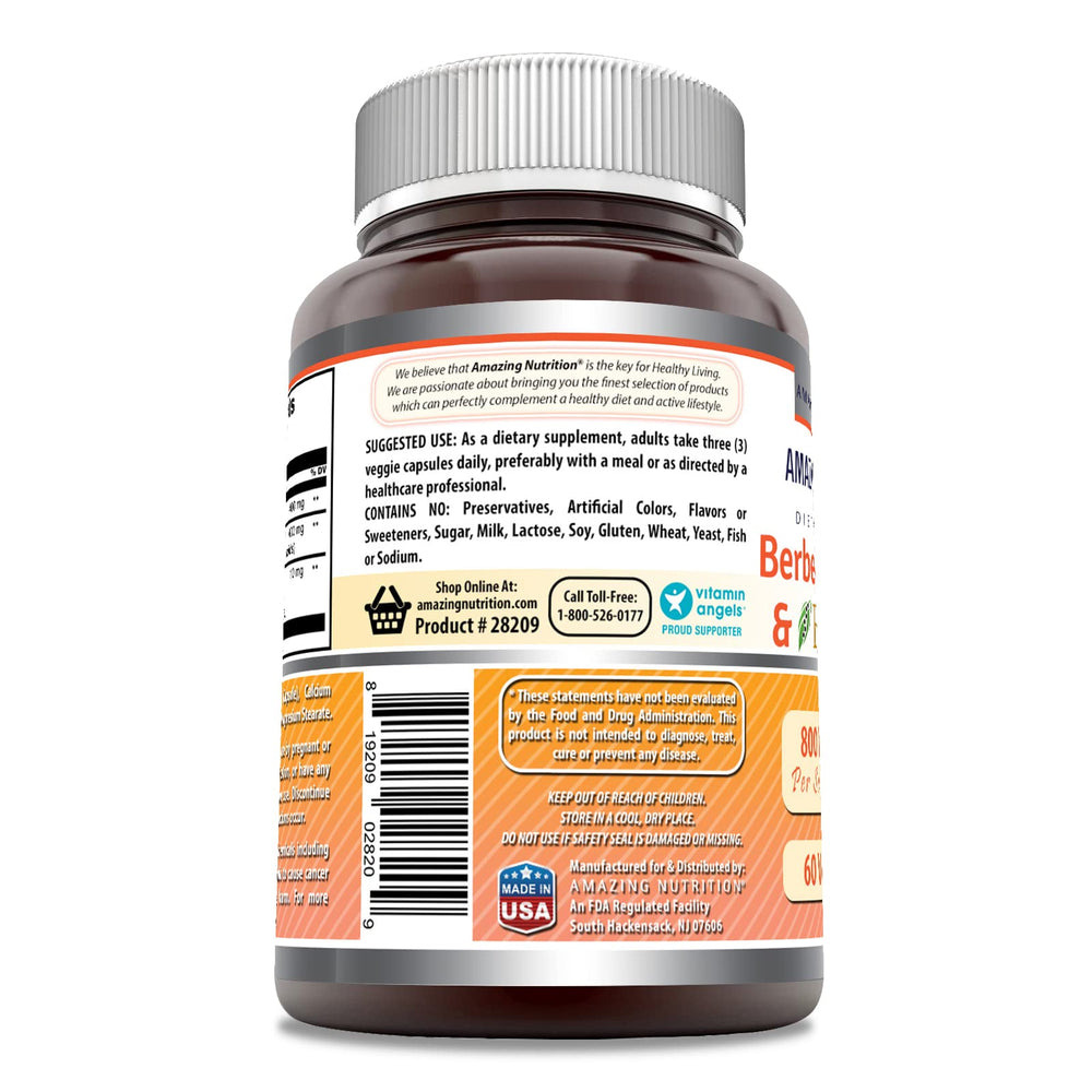 Close-up of Berberine Turmeric Bioperine 800mg per serving label