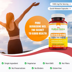 Close-up of berberine capsules with vegan gluten-free packaging