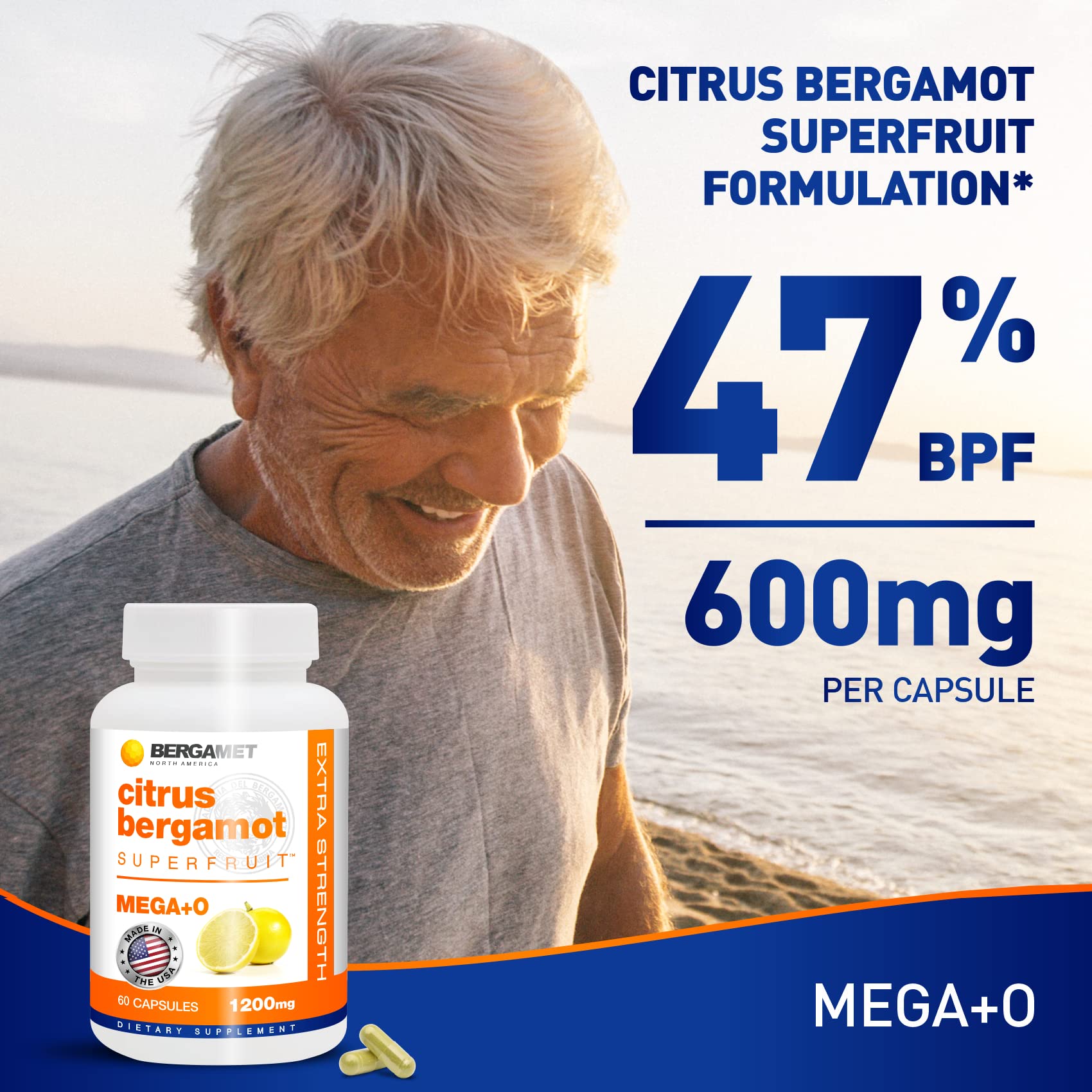 Close-up of BergaMet Citrus Bergamot capsules