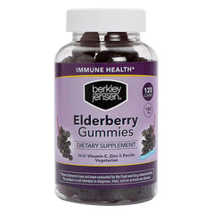 Berkley Jensen Elderberry Gummies with Vitmain C & Zinc bottle, 120 count, 150 mg