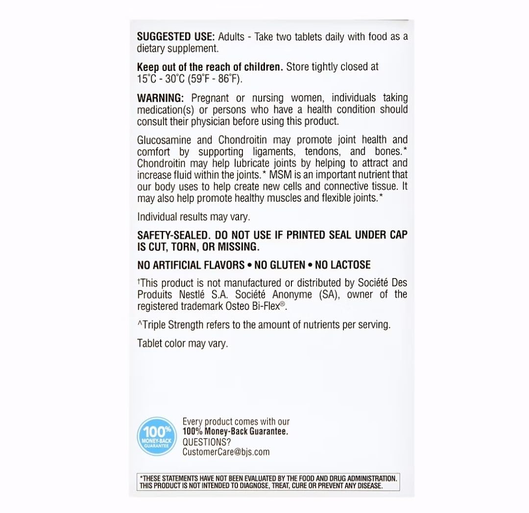 NSF-certified Berkley Jensen joint support bottle packaging