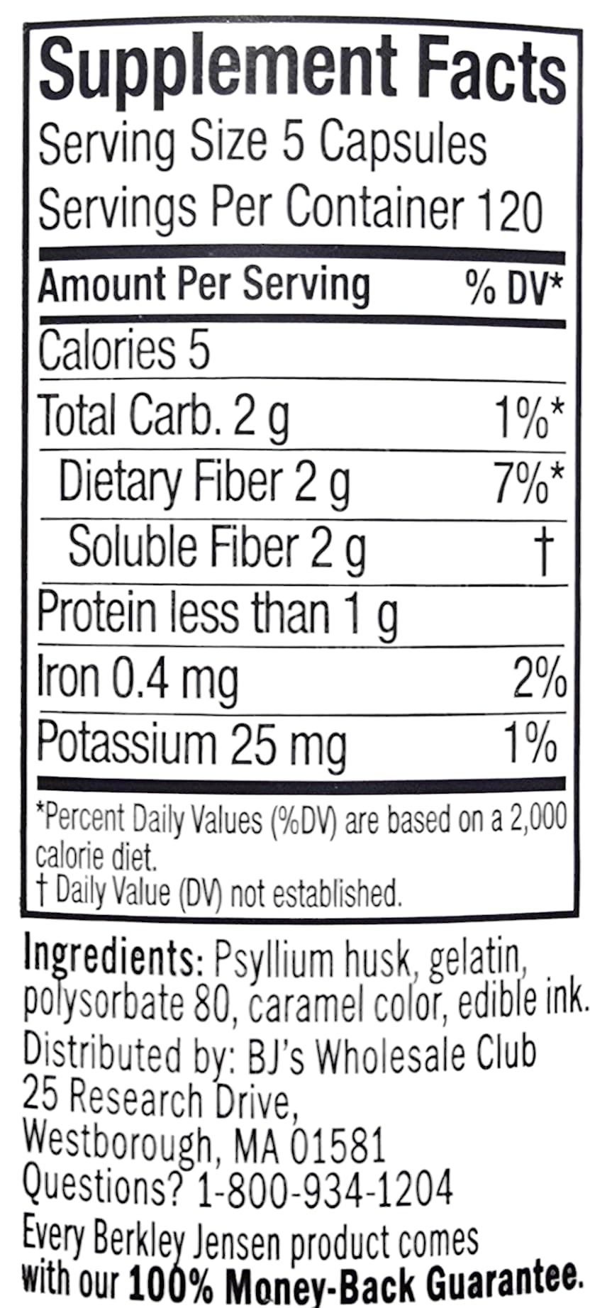 Long-lasting supply of 600 psyllium capsules