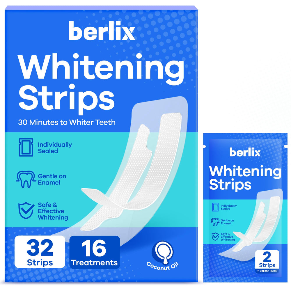 Berlix Teeth Whitening Strips 32-count packaging