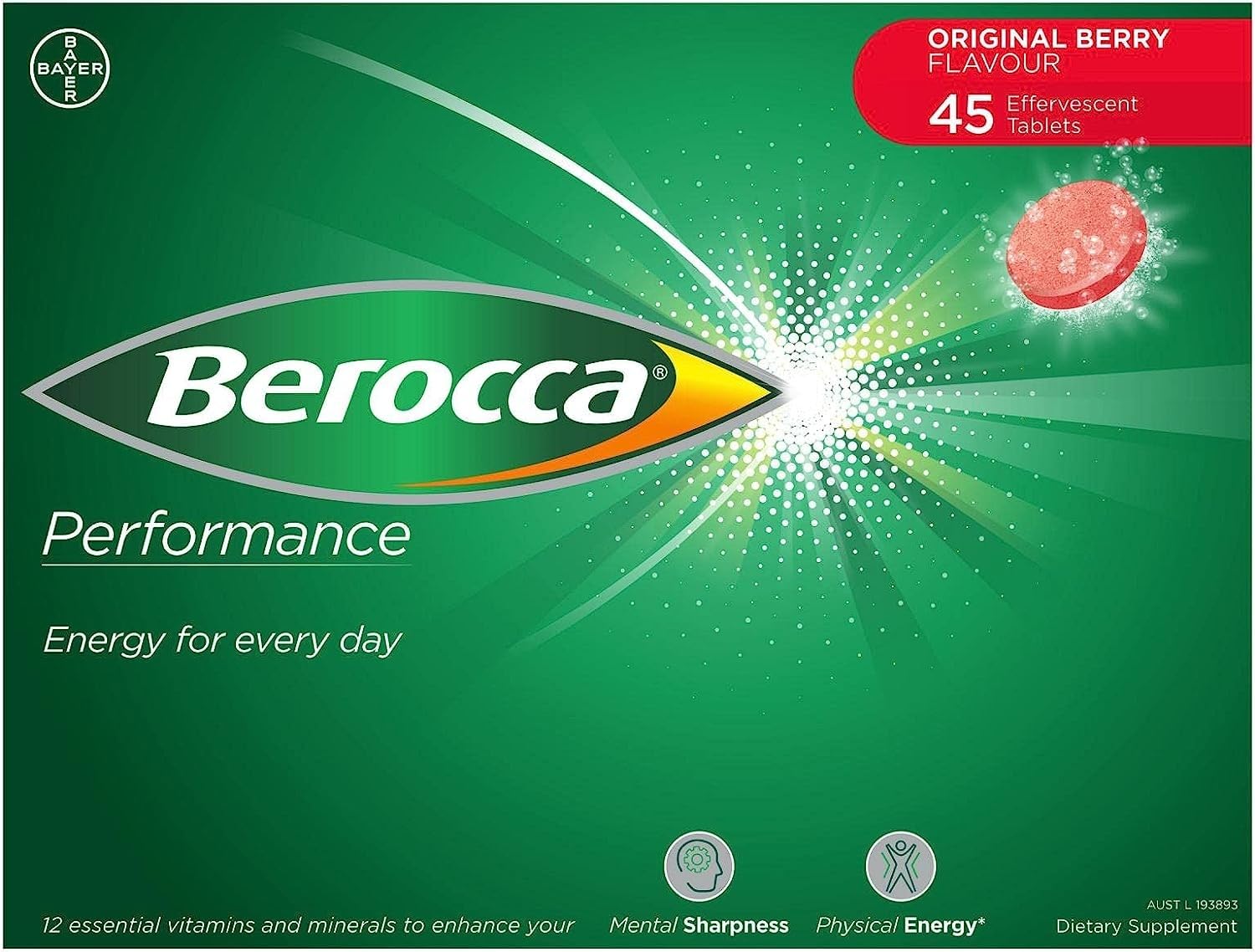 Berocca Performance Original Berry Flavour bottle front view