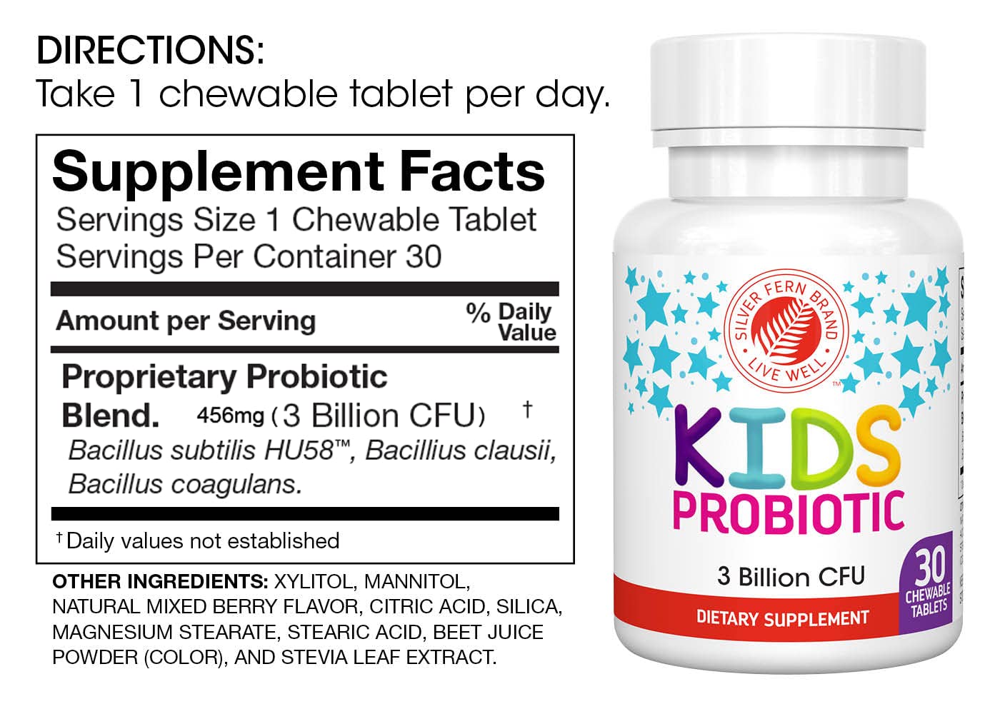Berry-flavored chewable probiotic for kids, 60-count