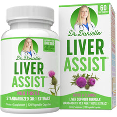 Bottle of liver supplement with milk thistle