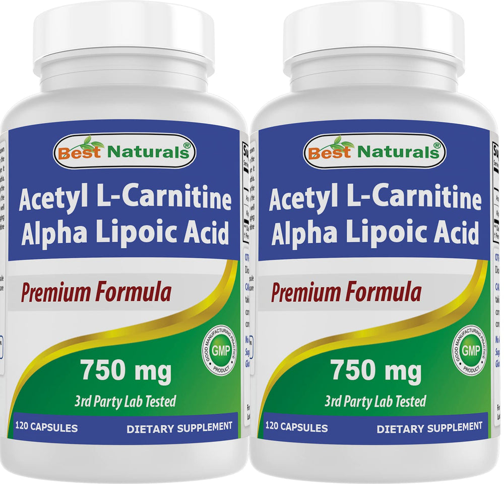 Best Naturals Acetyl L-Carnitine & Alpha-Lipoic Acid 750 mg bottle - 120 capsules
