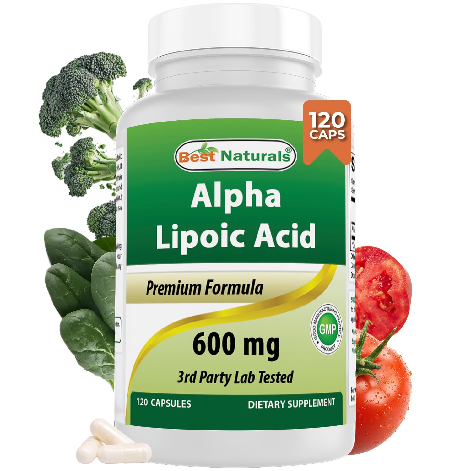 Main image of Best Naturals Alpha Lipoic Acid 600 mg bottle