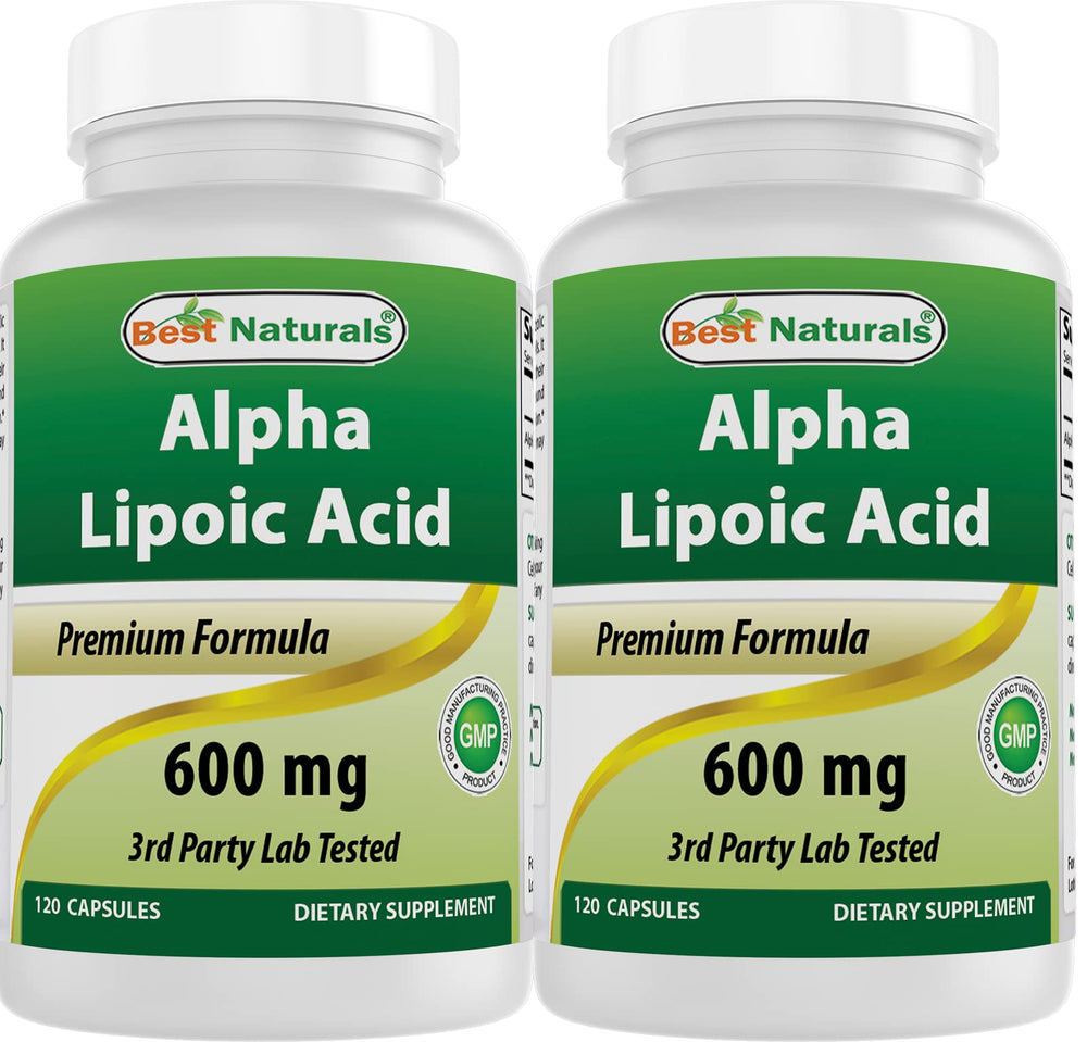 Best Naturals Alpha Lipoic Acid 600 mg bottle – front label