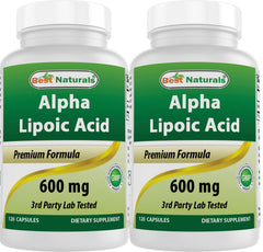 Best Naturals Alpha Lipoic Acid 600 mg bottle – front label