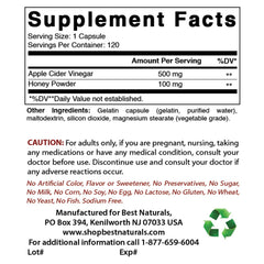 Best Naturals Apple Cider Vinegar Plus capsules being poured for easy daily use.