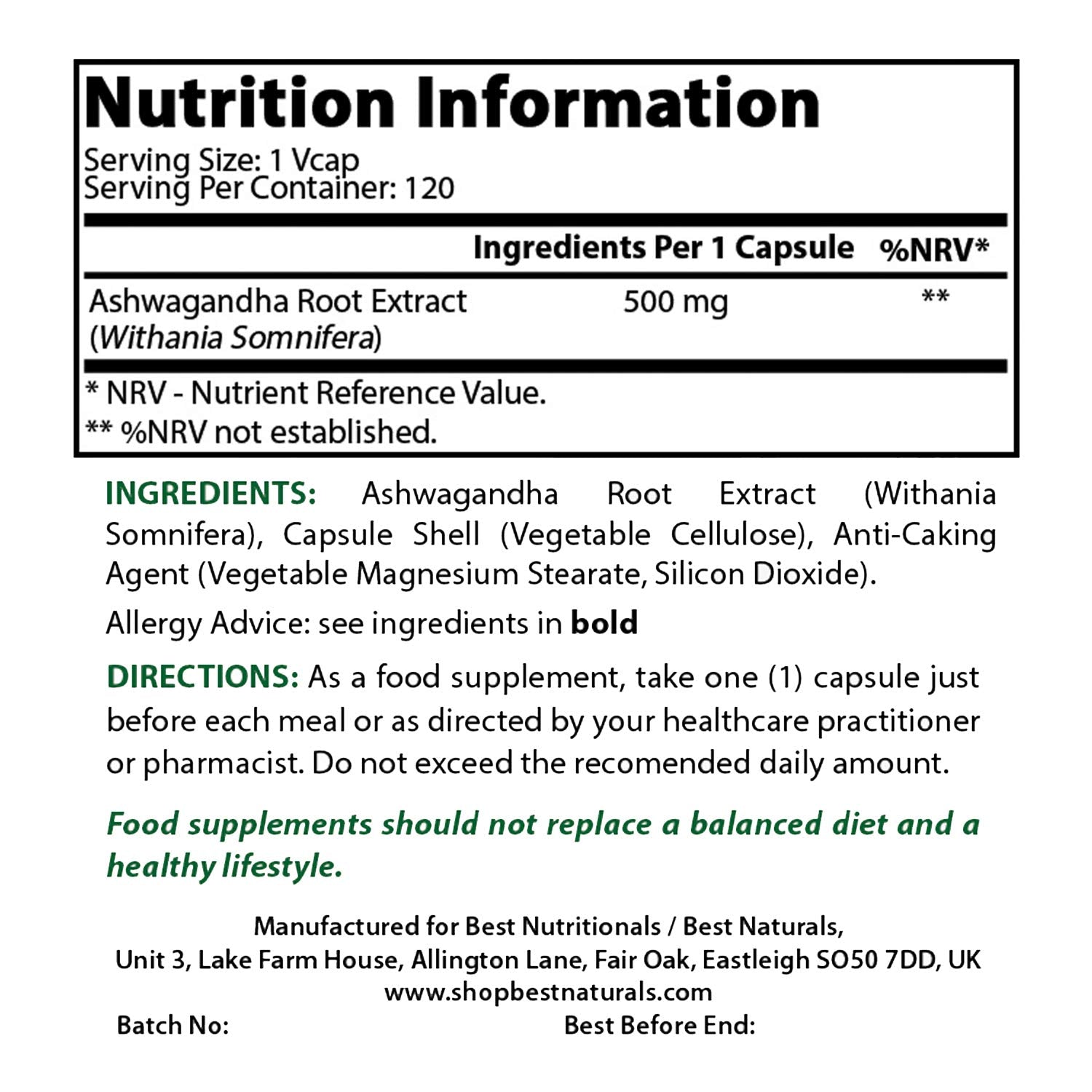 Close-up of 500 mg per vegetarian capsule