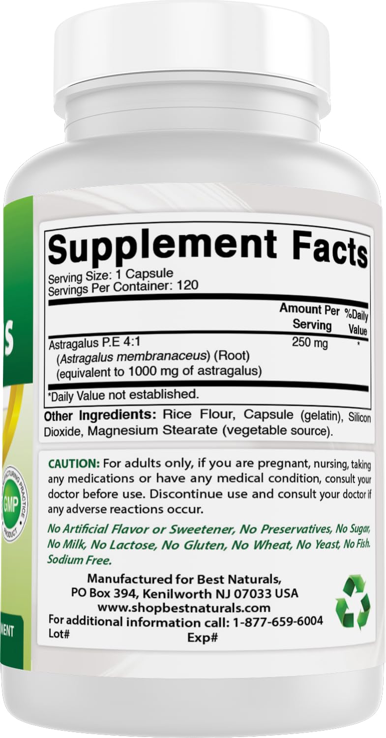 Packaging of Best Naturals Astragalus Capsule