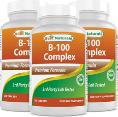 Best Naturals B-100 Complex bottle front with 120 tablets per bottle
