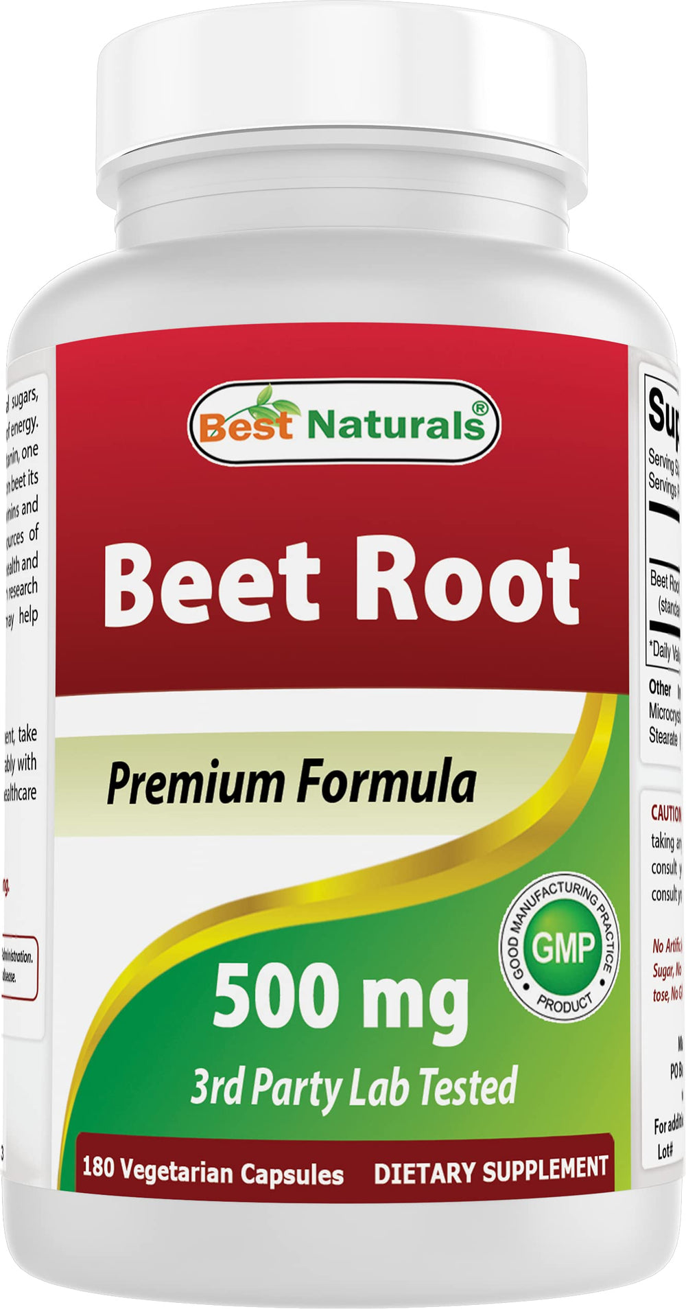 Best Naturals Beet Root Powder 500 mg Capsule bottle - 180 count
