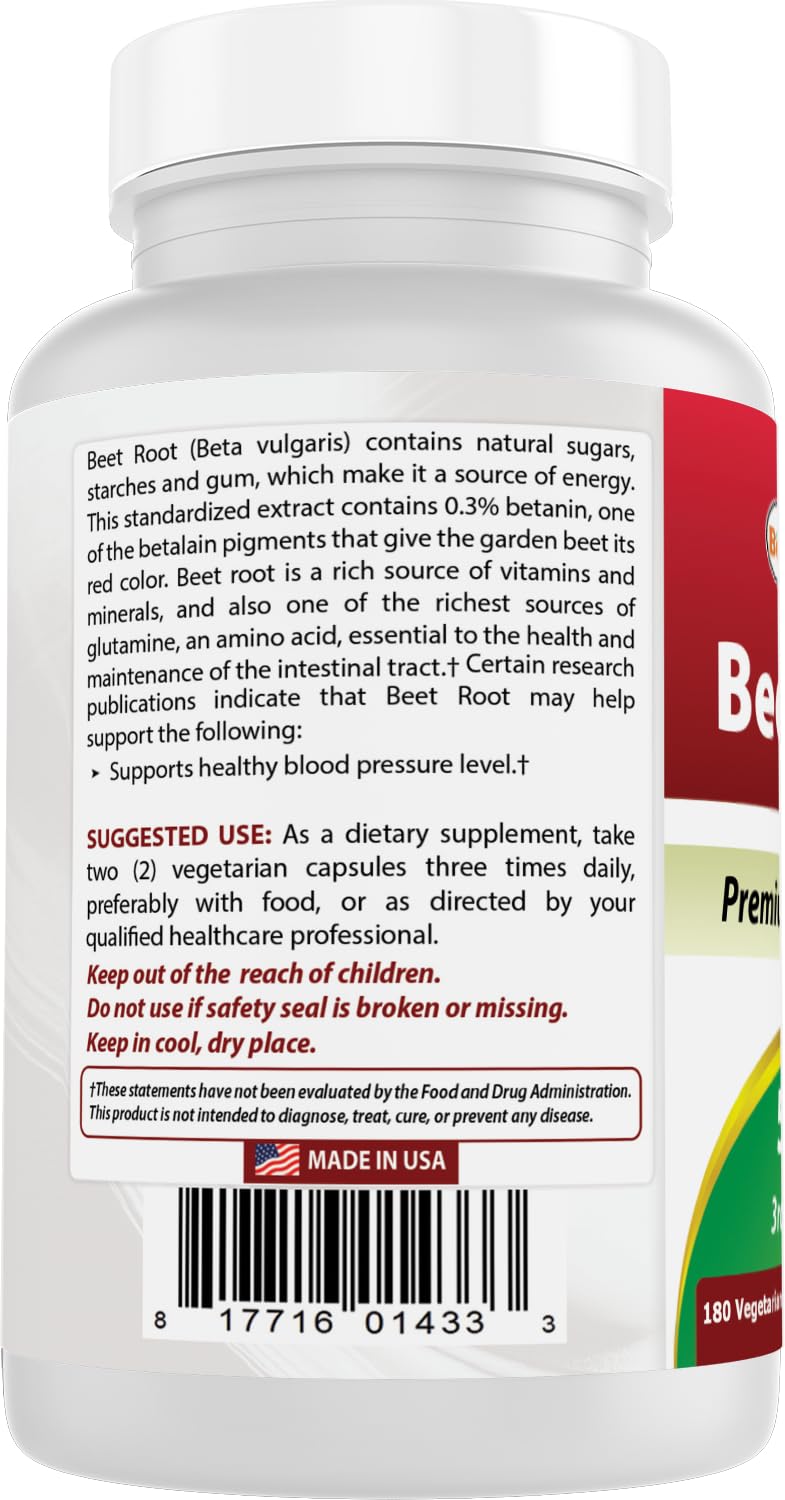 Sodium-free beet root capsules with no artificial colors, flavors, or common allergens