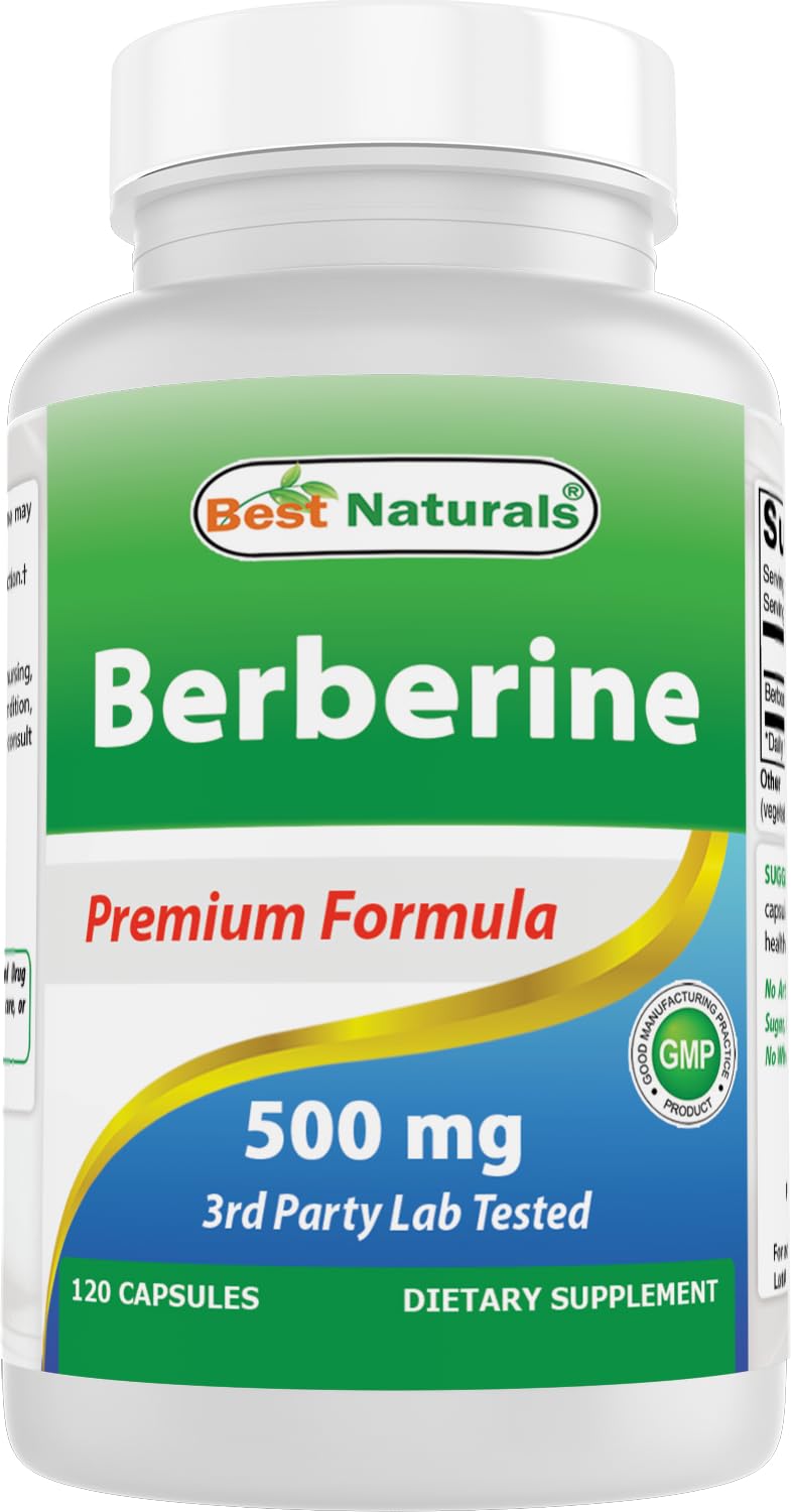 Bottle of Best Naturals Berberine 500mg 120 capsules