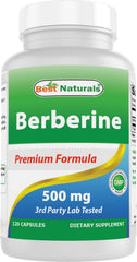 Bottle of Best Naturals Berberine 500mg 120 capsules