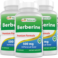 Best Naturals Berberine 500mg bottle 3-pack