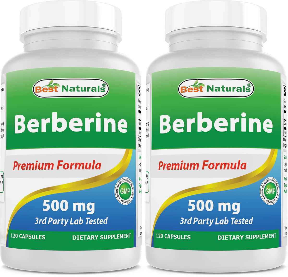Best Naturals Berberine 500mg bottle with 120 capsules (pack of 2)