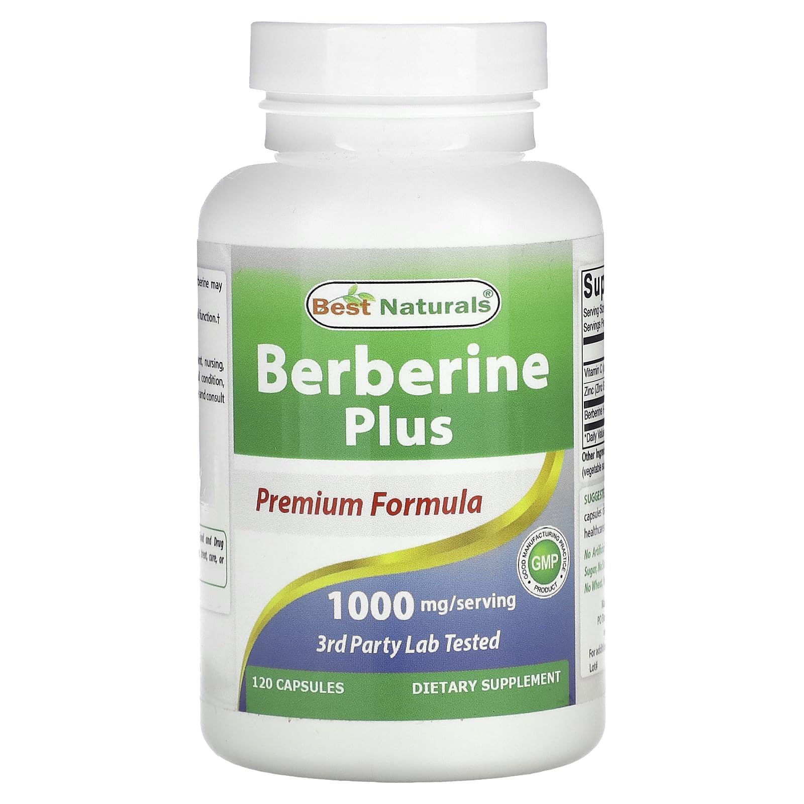 Best Naturals Berberine Plus 1000mg per serving - 120 capsules bottle