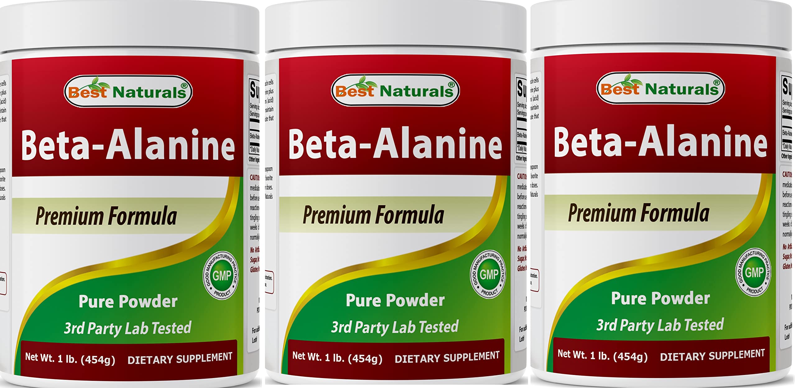 Hero image of Best Naturals Beta-Alanine Pure Powder in 1 lb pack of 3