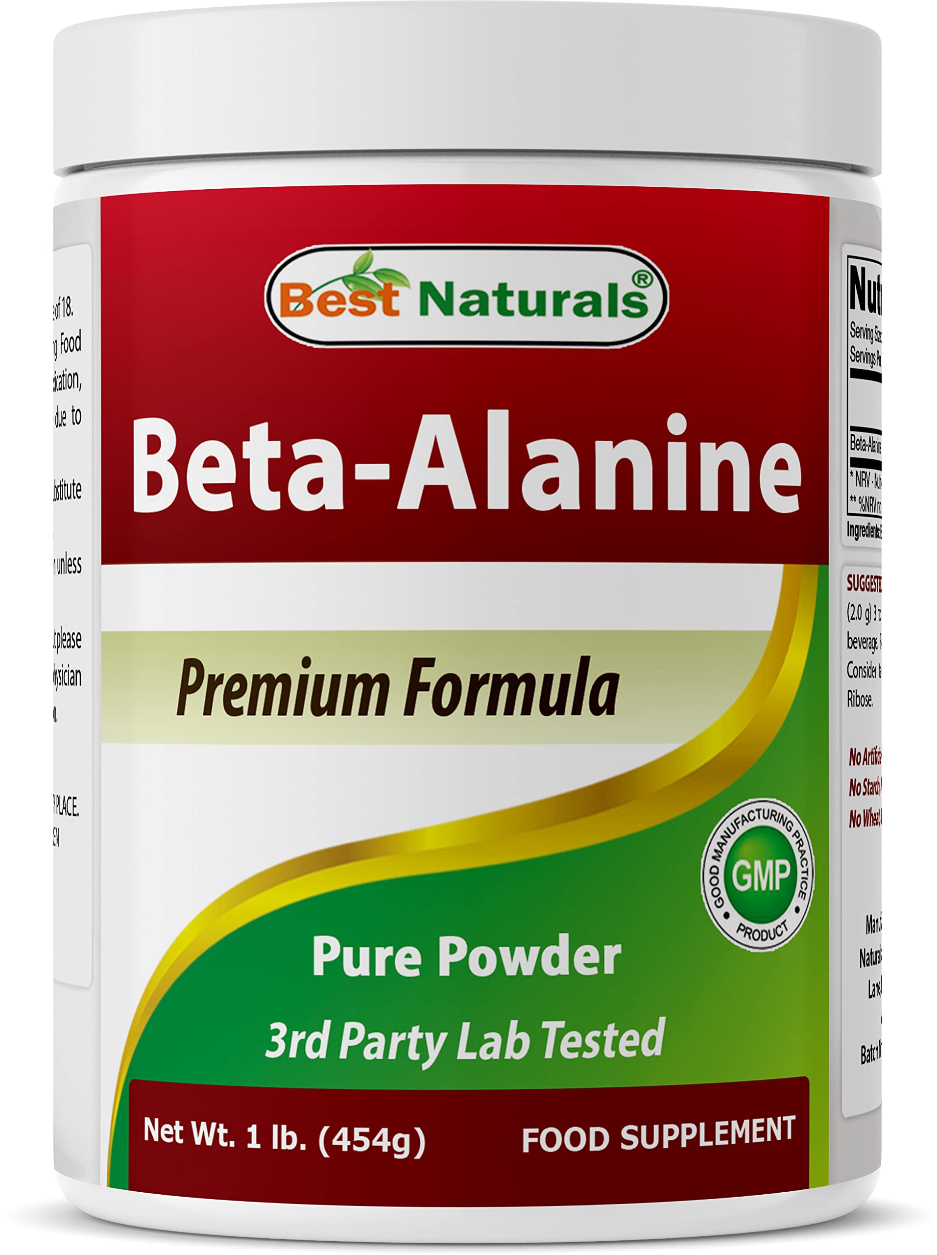 Best Naturals Beta-Alanine Pure Powder bottle for pre-workout support