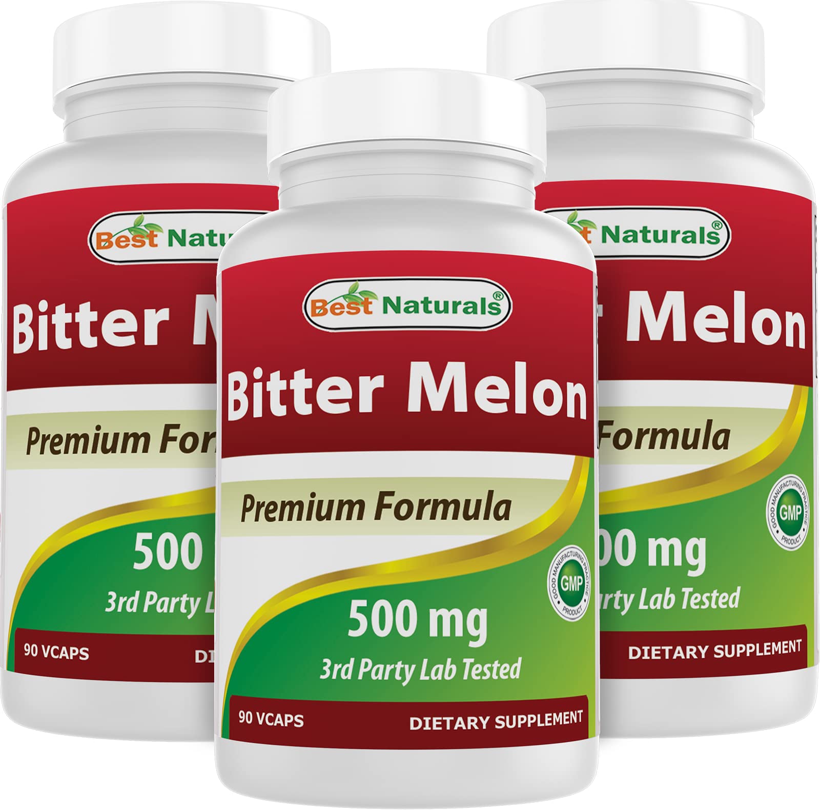 Front view of Best Naturals Bitter Melon 500 mg bottle
