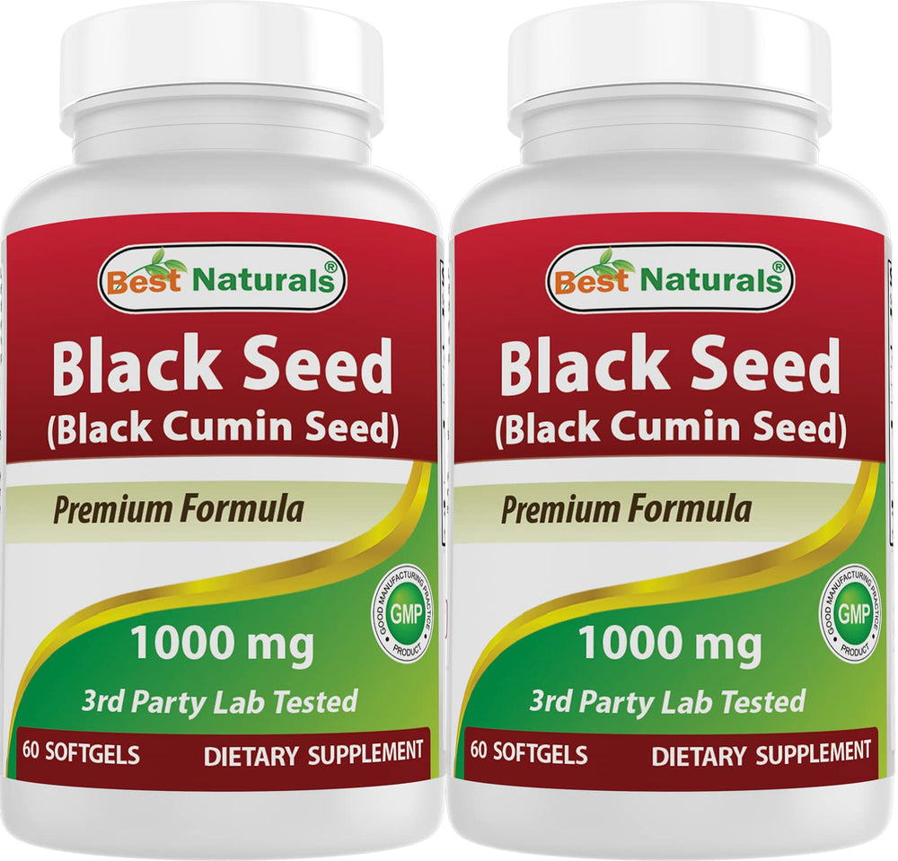 Two-pack bottle of Best Naturals Black Seed Oil 1000 mg capsules