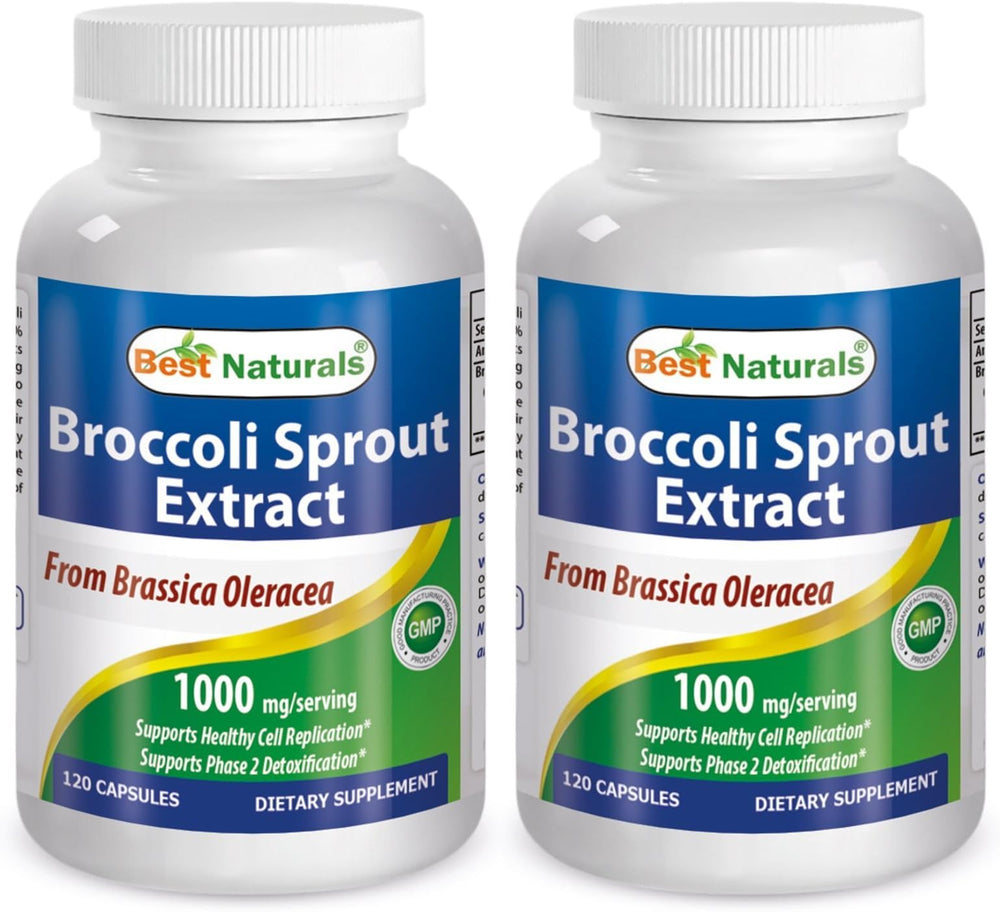 Bottle of Best Naturals Broccoli Sprout Extract 1000mg per Capsule