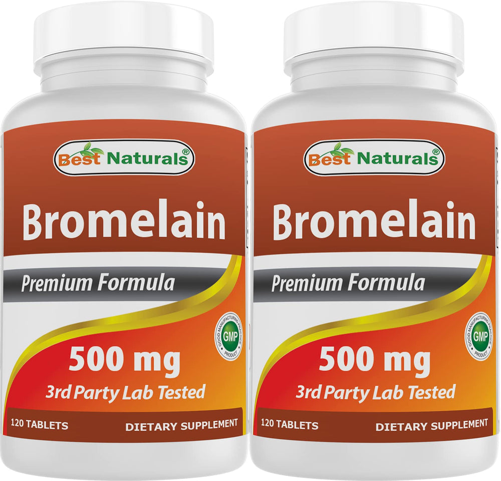 Best Naturals Bromelain 500mg bottle – 120 tablets per bottle, pack of 2