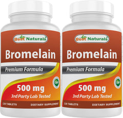 Best Naturals Bromelain 500mg bottle – 120 tablets per bottle, pack of 2