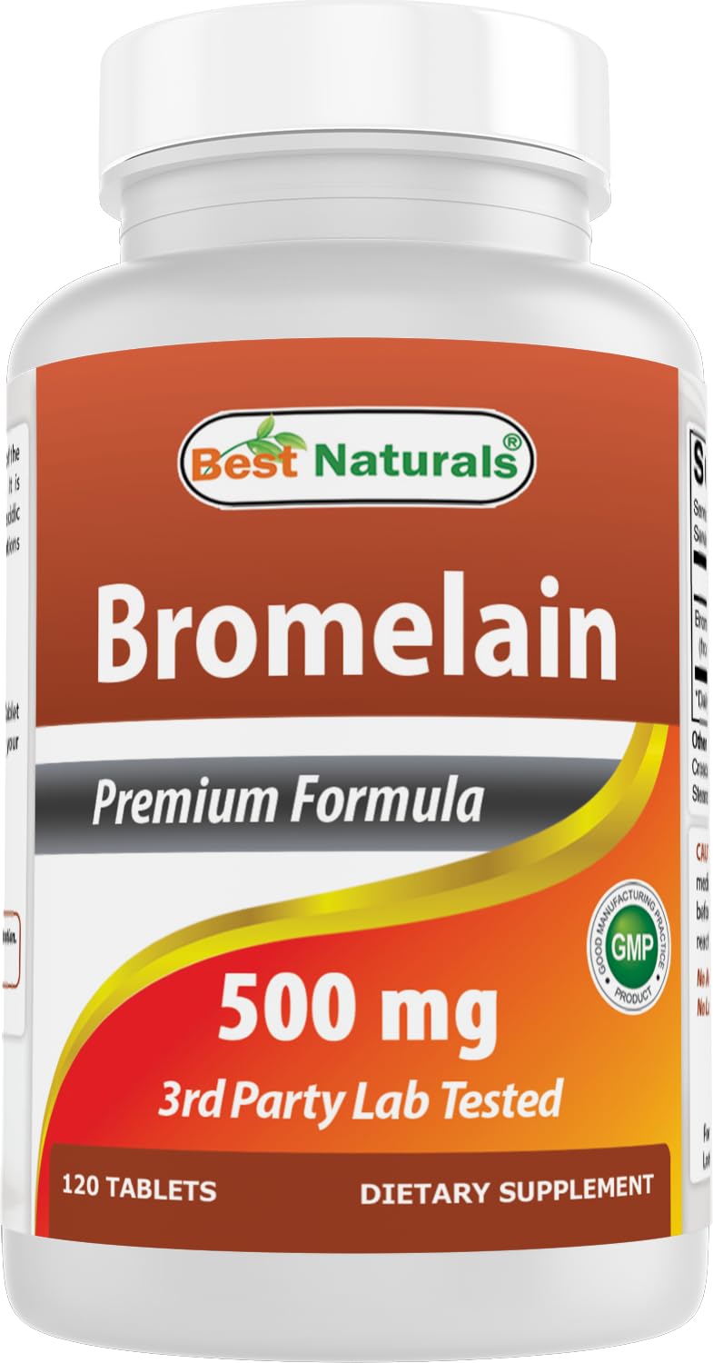Bottle of Best Naturals Bromelain 500 mg 120 tablets