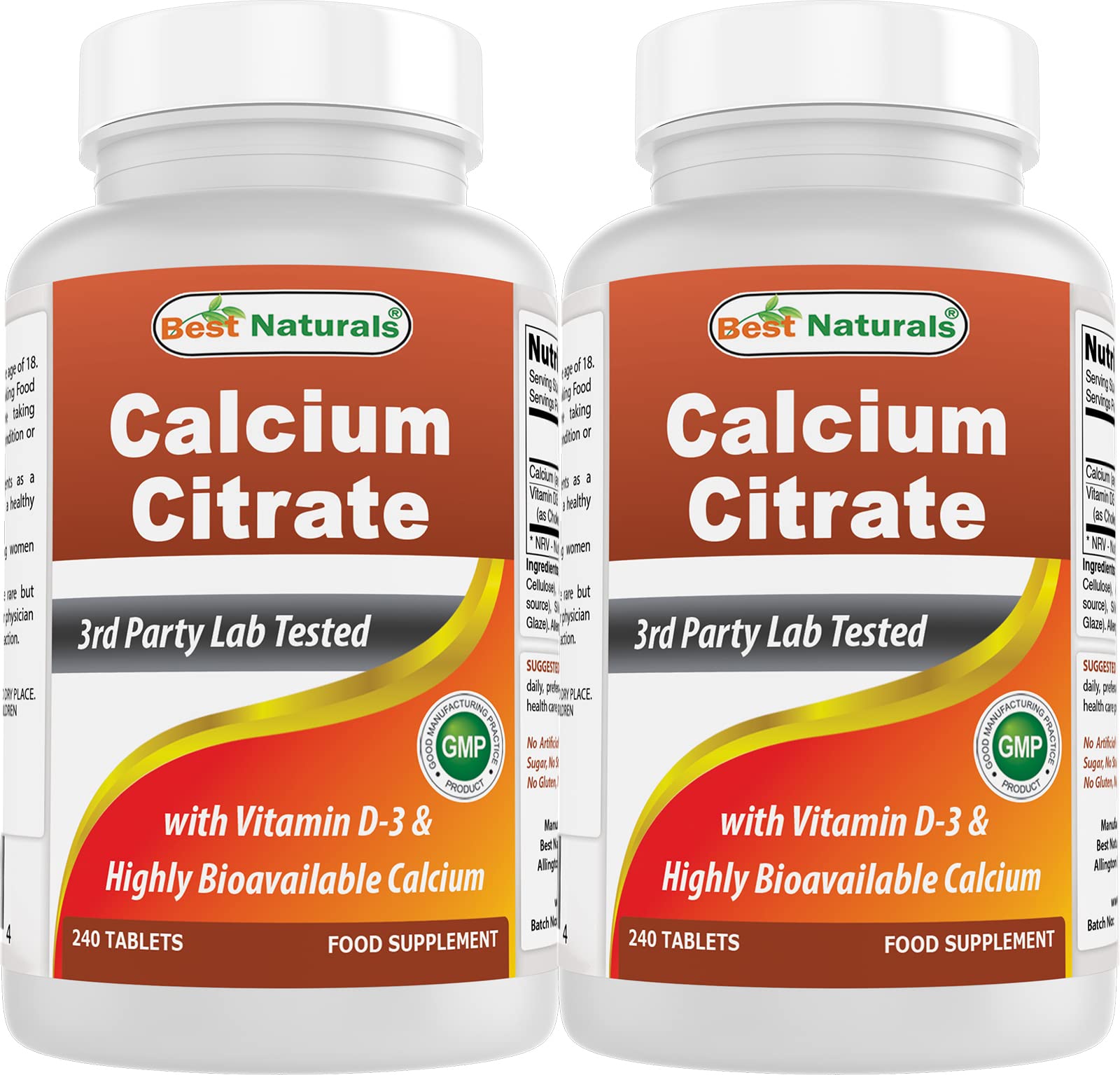 Best Naturals Calcium Citrate with Vitamin D-3 bottle label