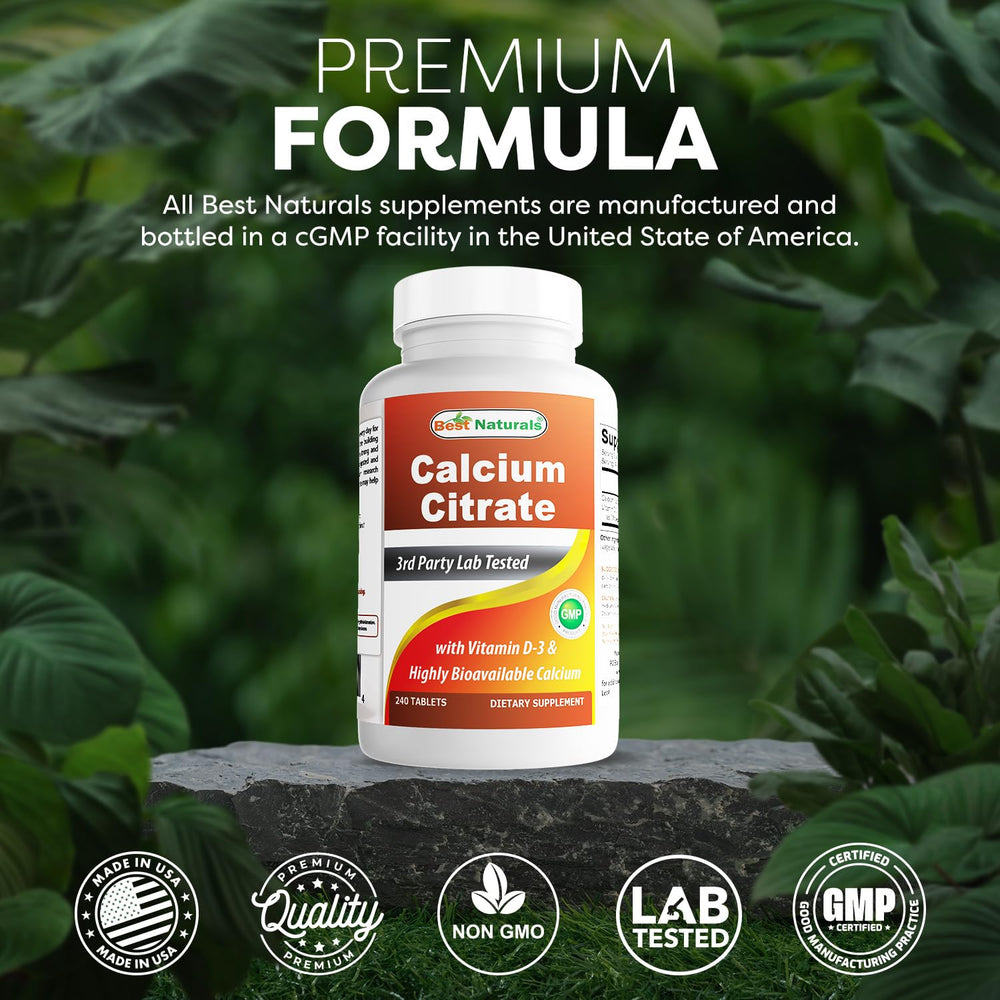 Side view of Best Naturals calcium citrate bottle