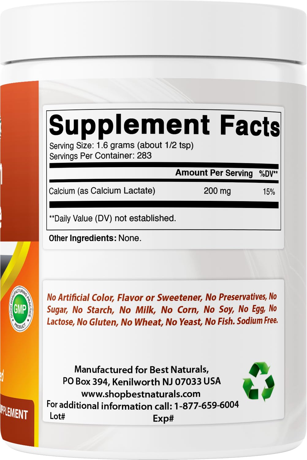 Dissolving calcium lactate powder in a glass of liquid