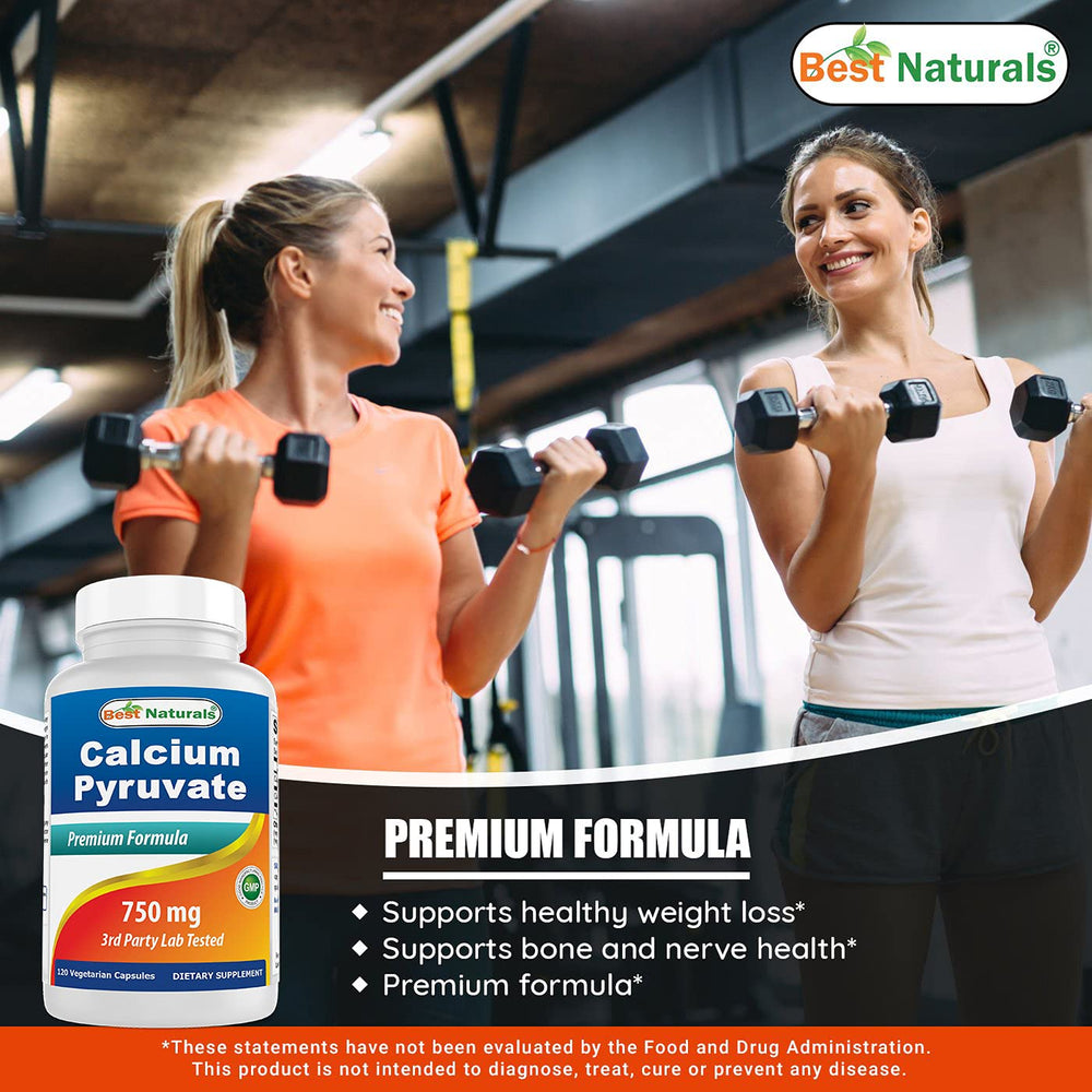 Best Naturals calcium pyruvate 750mg bottle on shelf in store setting for easy shopping