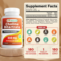 Packaging image of Best Naturals Choline Bitartrate 650 mg supplement