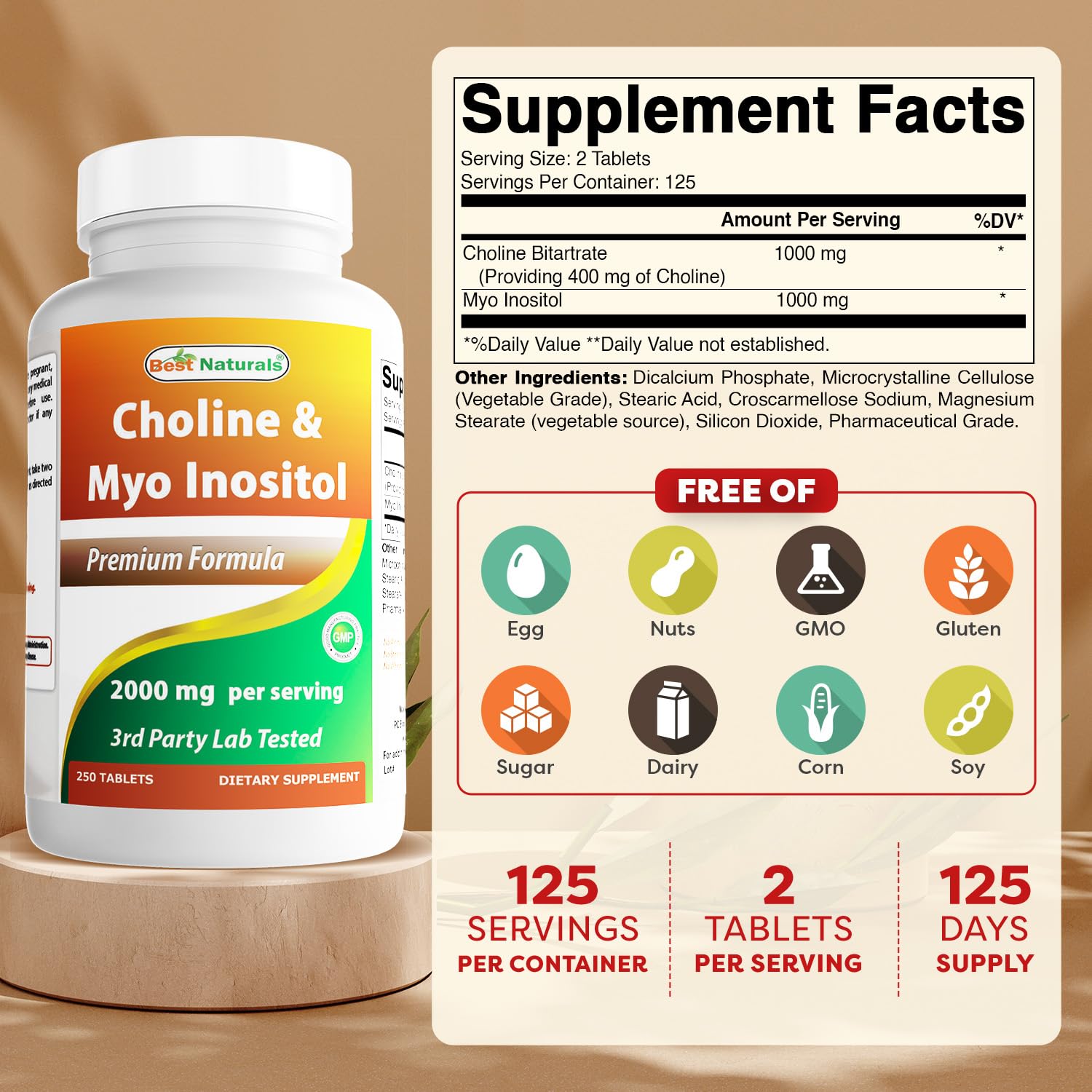 Best Naturals tablet close-up showing smooth finish and easy swallowing