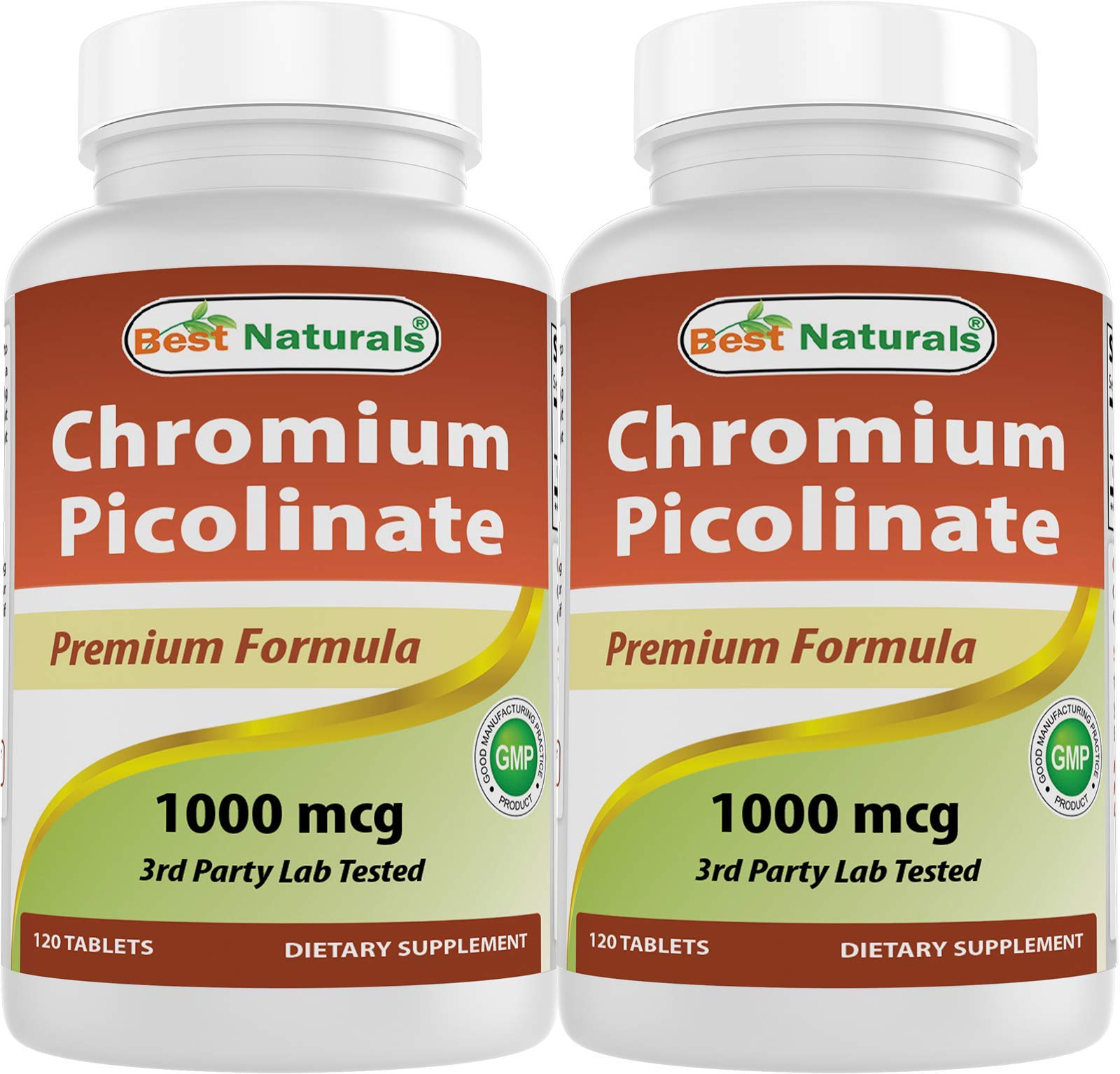 Front view of Best Naturals Chromium Picolinate 1000 mcg Pack of 2