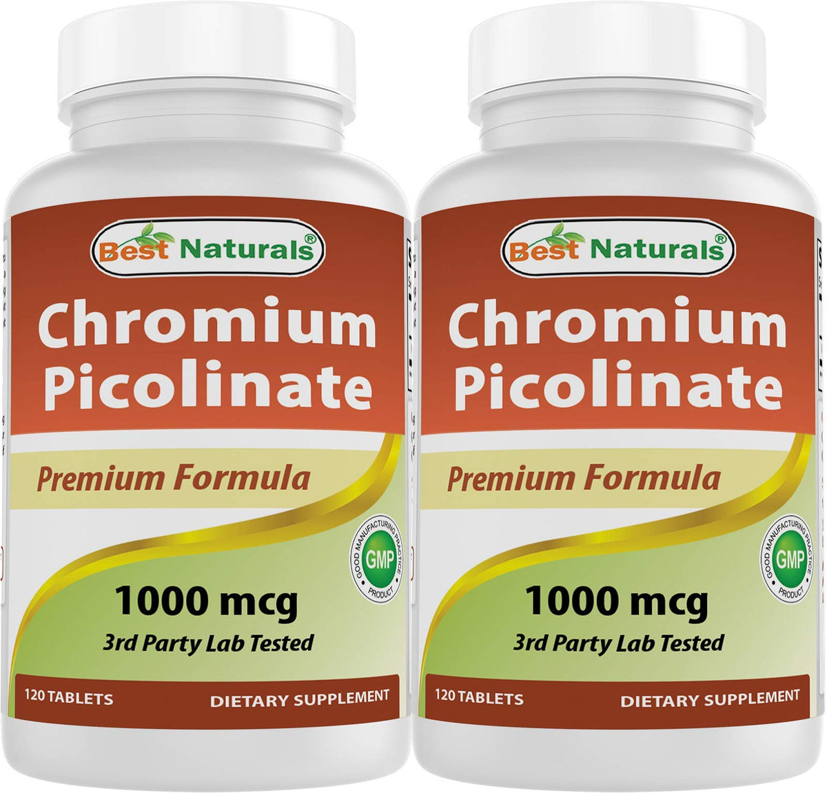 Front view of Best Naturals Chromium Picolinate 1000 mcg Pack of 2