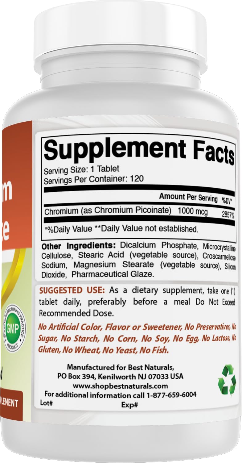 Ingredients details for Best Naturals Chromium Picolinate