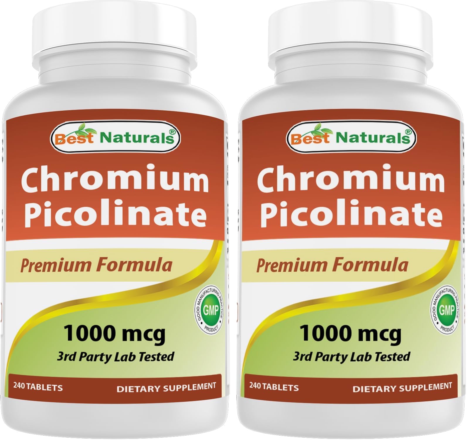 Front label of Best Naturals Chromium Picolinate 1000mcg bottle