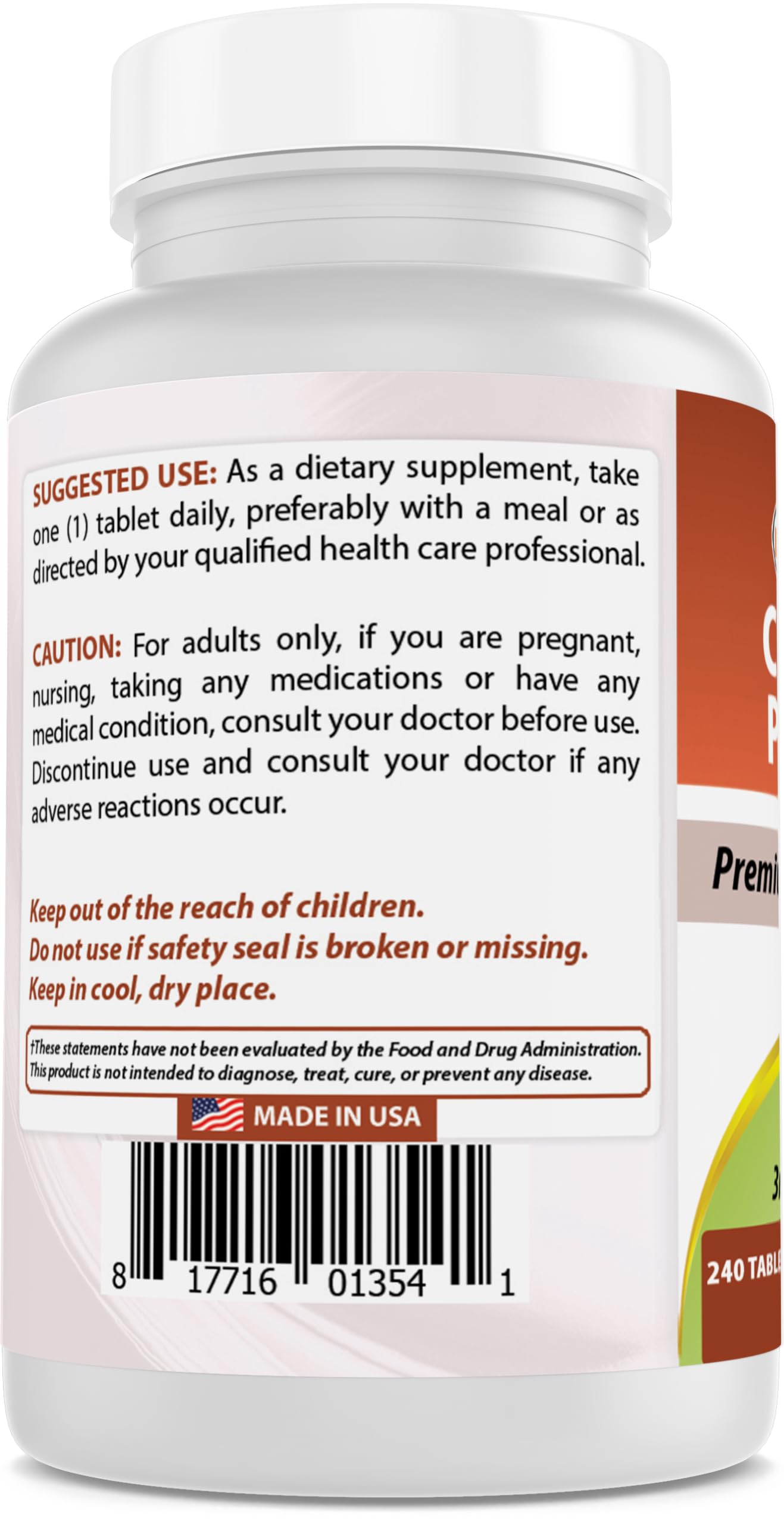 Allergen free labeling for Best Naturals chromium picolinate