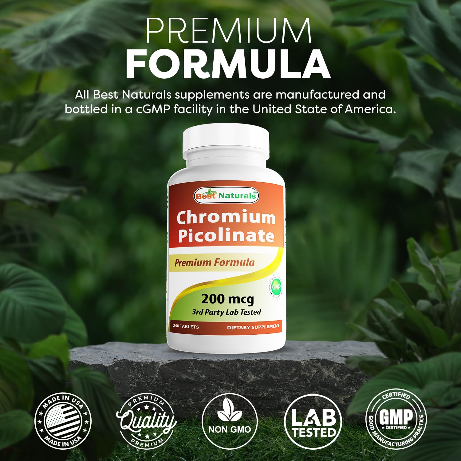 Non-GMO and gluten free chromium picolinate supplement