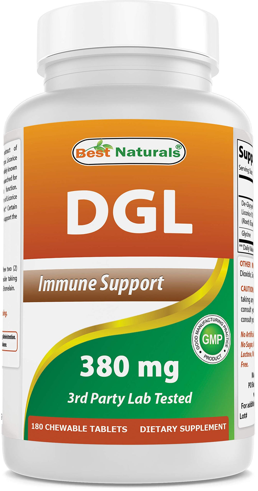 Best Naturals DGL Chewable 380 mg bottle front label