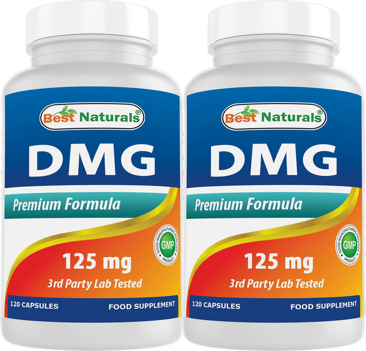 Best Naturals DMG 125 mg bottle front label with 120 capsules