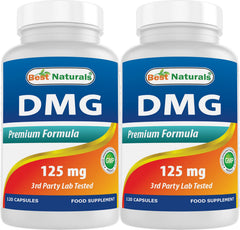 Best Naturals DMG 125 mg bottle front label with 120 capsules