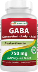 Best Naturals GABA 750 mg bottle front label